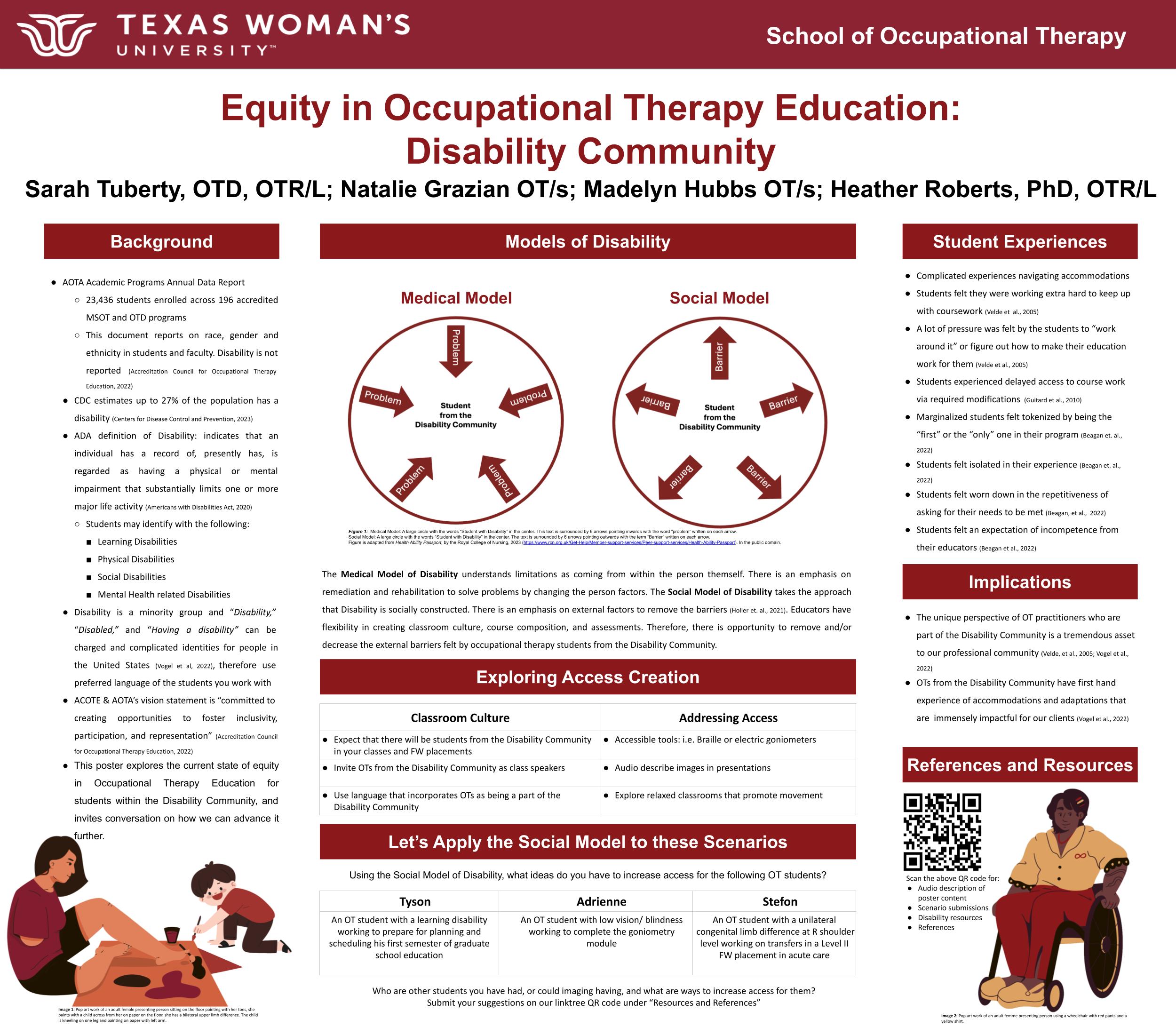 Image of the Equity in Occupational Therapy Education - Disability Community Poster