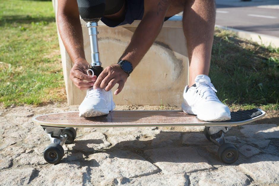 A person with lower-limb prosthetic going for a run.