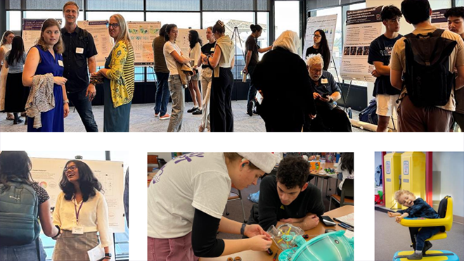 A collage of people engaged in various activities.
