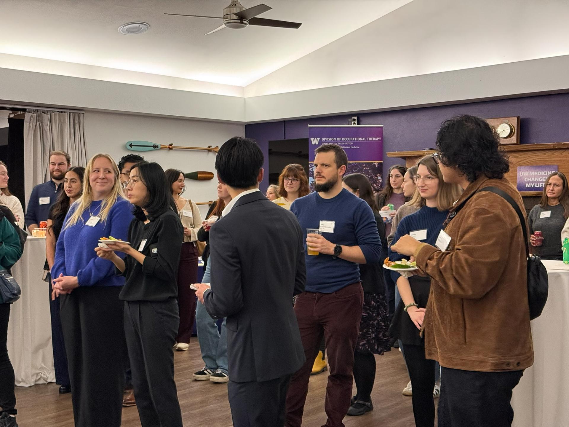 People in crowded room. 