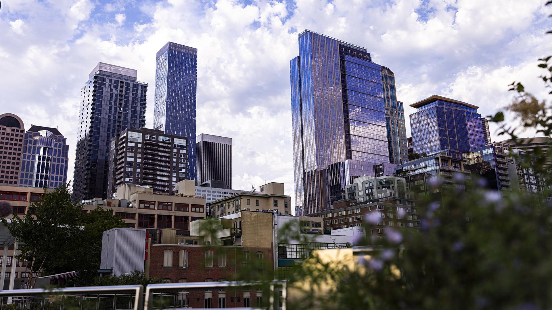 The Seattle skyline as seen from the waterfront.